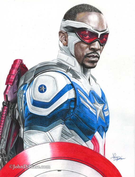 Falcon anthony Mackie From Falcon and the Winter Soldier Colored Pencil  Drawing Print - Etsy Ireland