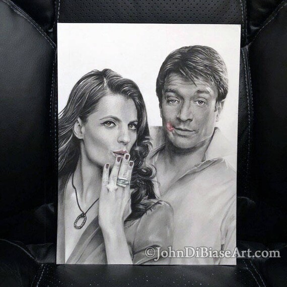 Original Graphite Colored Pencil Drawing Of Nathan Fillion Etsy