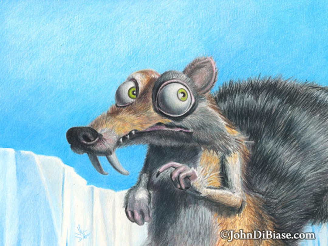 Full Color Drawing Print of Scrat From Ice Age Etsy