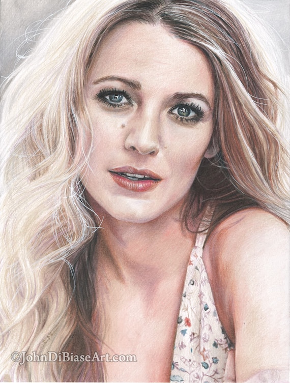 Colored Pencil Drawing Print of Blake Lively the Shallows Etsy Hong Kong