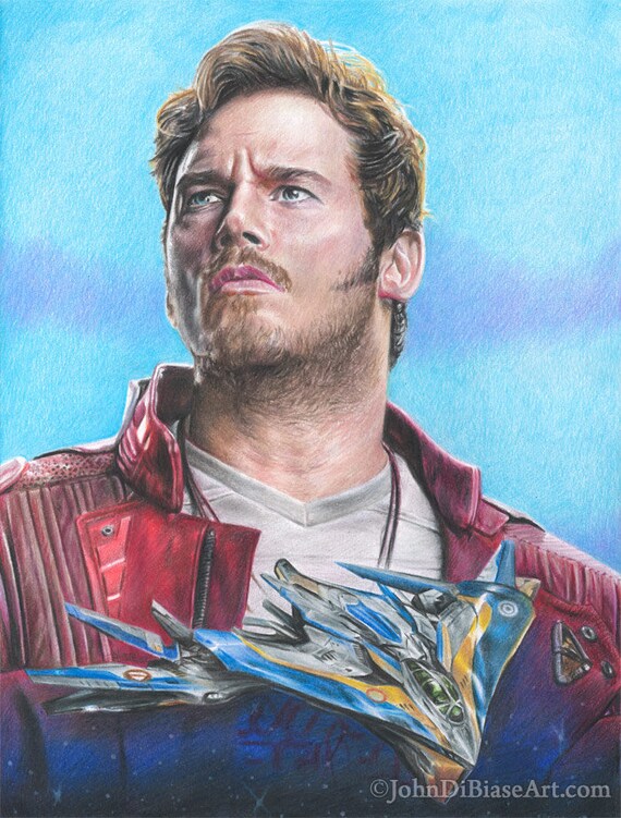 Drawing Print of Chris Pratt as Star Lord/Peter Quill in Guardians of the  Galaxy Vol. 2