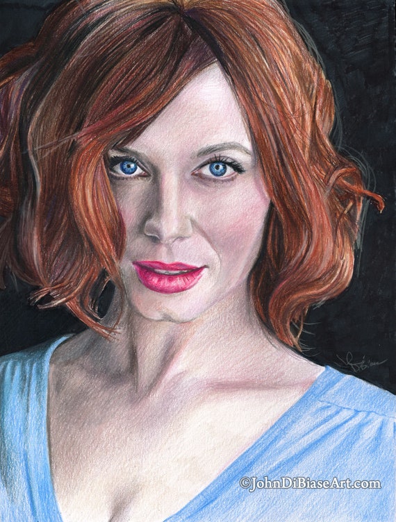 Christina Hendricks Original Color Pencil Drawing - Etsy Christina Hendricks Original Color Pencil Drawing - Etsy