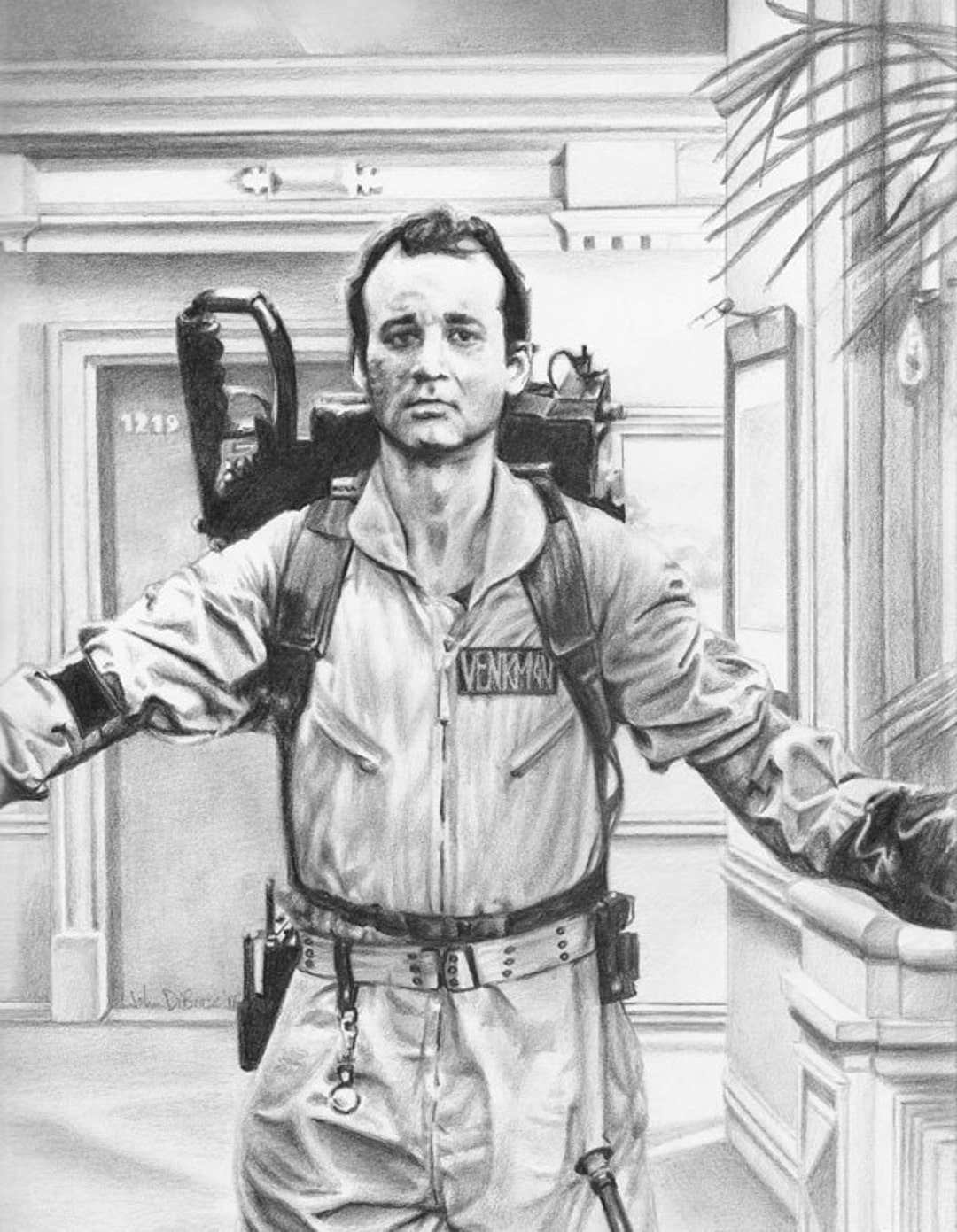 Peter Venkman Ghostbusters bill Murray Drawing Print Etsy