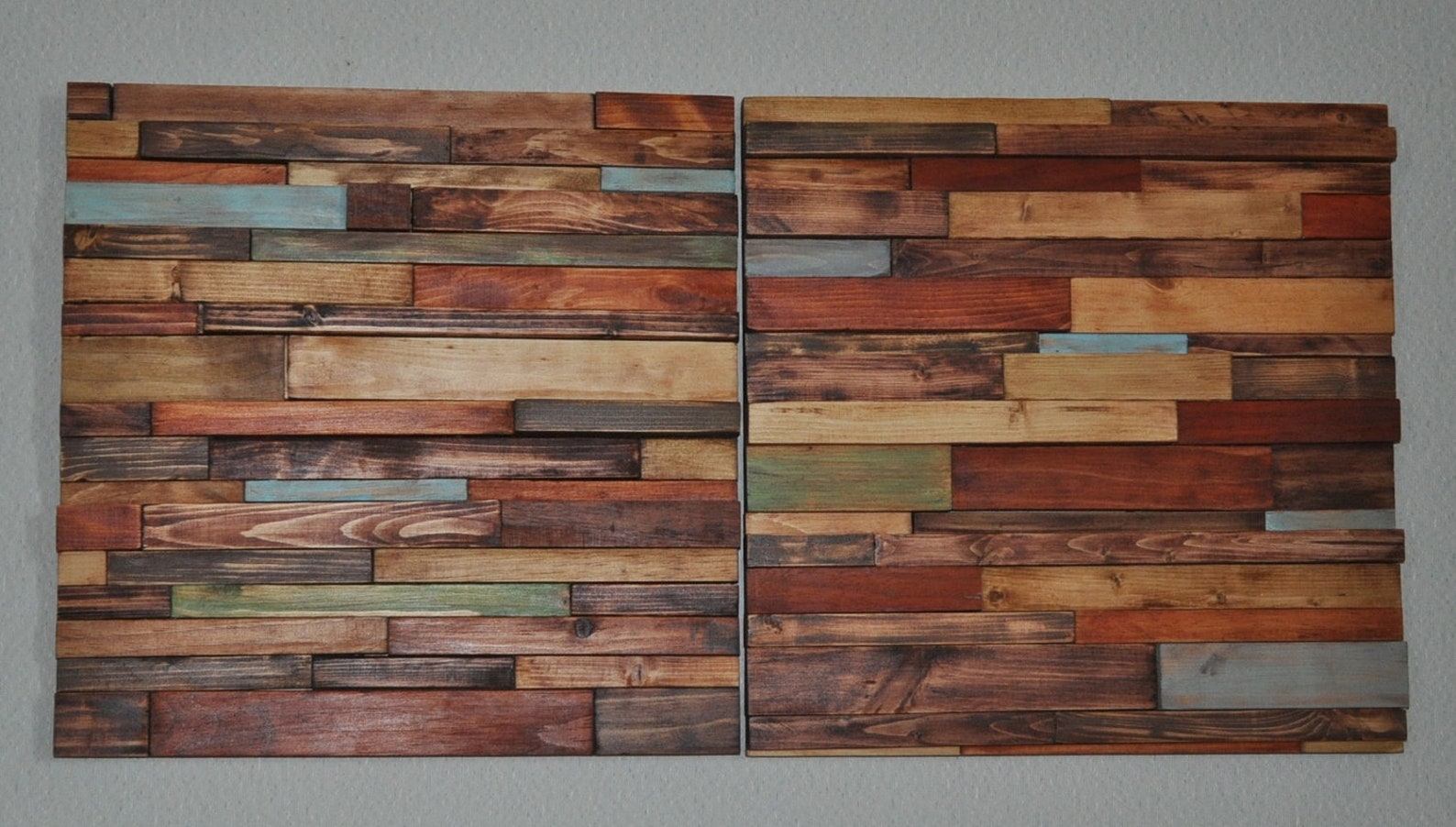 Modern rustic Wood Art 15x15 2 pc Modern wall hanging made | Etsy