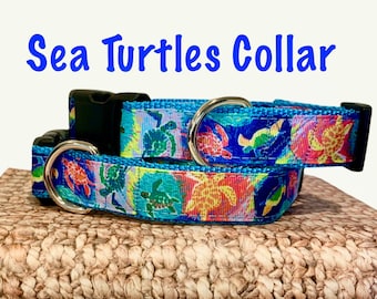 Sea Turtle Collar / Turtle Dog Collar / Sea Turtle Dog Collar / Limited Quantity / SM/MED ONLY / 1 inch wide / Matching Leash Available