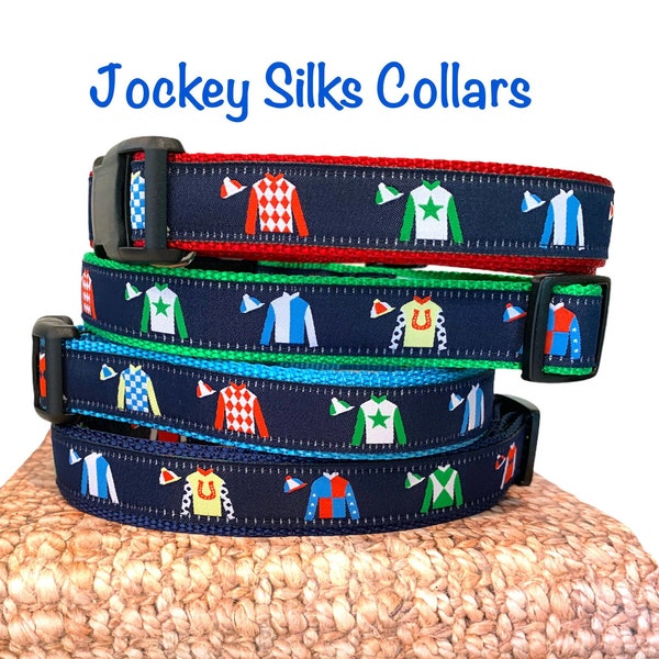 Kentucky Derby Collar / Jockey Silks Collar / Jockey Jerseys / Horse racing Collar/ Saratoga Springs / S/M & M/L Collar/Leash Sets Available