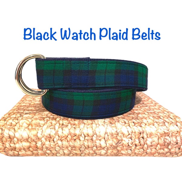 Christmas Belt / Christmas Plaid / Classic Plaid Belt / Mens Holiday Belt / Black Watch Plaid Belt  / Green Tartan Mens Pant Sizes 30 to 60