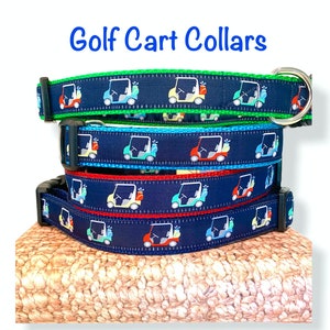Golf Collar / Golf Cart Ribbon / Golfing Collar / Golf Cart Dog Collar / Sm/Med or Med/Large  1 inch wide / Matching Leash Available