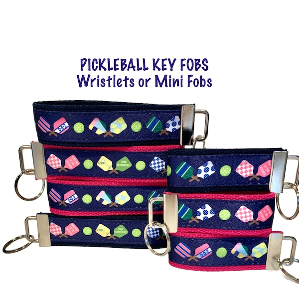 Pickleball Key Chain / Pickleball Key Fob / Pickle Ball Lanyard / Key Chain / Pickleball gift ideas / Custom Ribbon