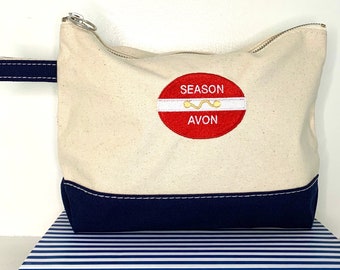SALE AVON by The Sea Beach Badge Bags / Avon nj / Embroidered Bag / Beach Bag / Canvas / Embroidered Bag / Jersey Shore Hostess Gift