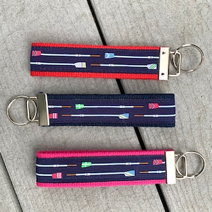 Crew Key Chain / Oar Keychain / Rowing Crew Keychain / Rowing Key Fob / Rowing / Rowing Crew / Rowing Oar / Woven Ribbon / Boys in the Boat image 1