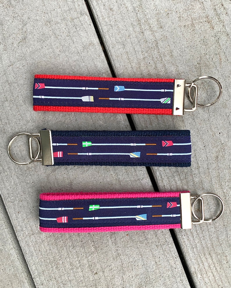 Crew Key Chain / Oar Keychain / Rowing Crew Keychain / Rowing Key Fob / Rowing / Rowing Crew / Rowing Oar / Woven Ribbon / Boys in the Boat image 1