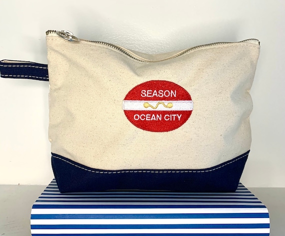 SALE OCEAN City Beach Badge Bags Ocean City Nj Embroidered Cosmetic Bag Canvas Bag Embroidered Bag Jersey Shore Hostess Gift Etsy