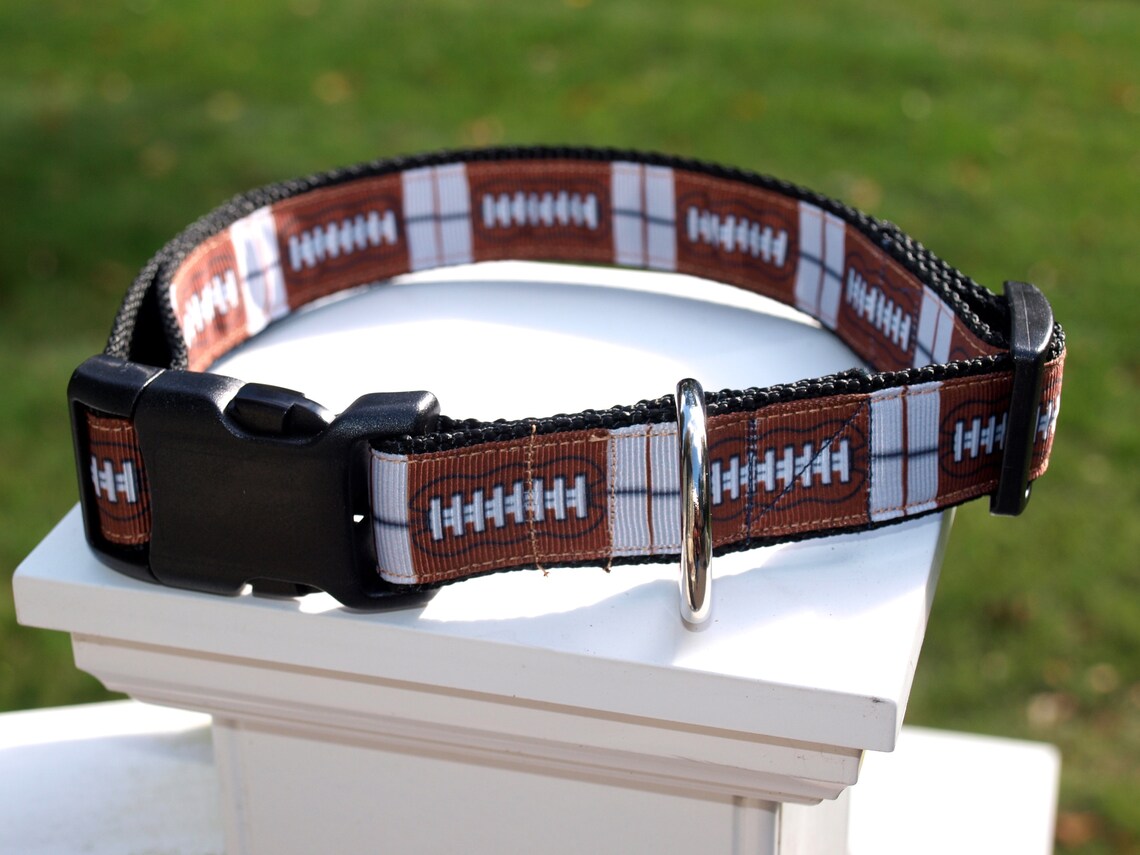Football Dog Collar / Football Collar / Brown Dog Collar / Etsy