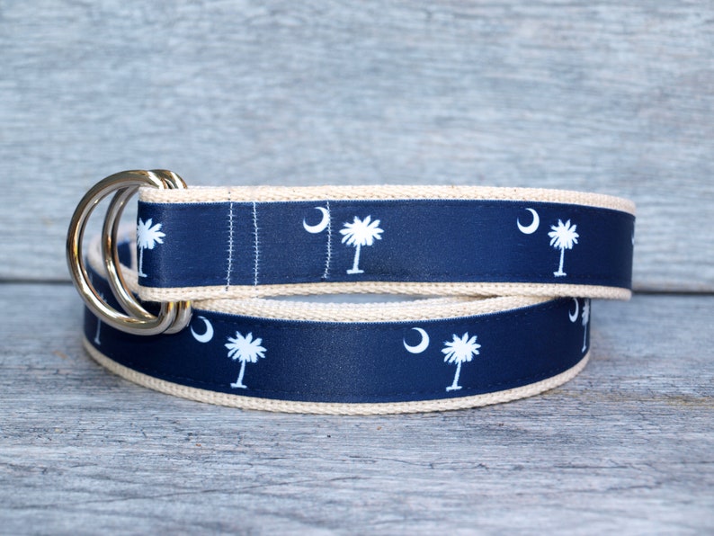 South Carolina Flag Belt / Palmetto Tree and Moon Belt / - Etsy