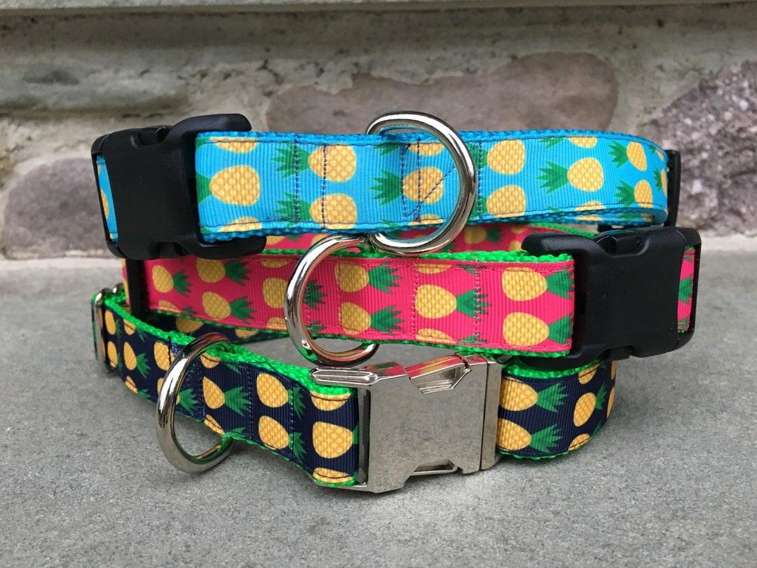 Pineapple Collar / Pineapple Dog Collar / Pink Dog Collar /lt. Blue Dog