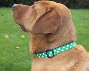 Shamrock Collar / Irish Collar / St Patricks Day Collar / Clover Collar / Green Collar / Matching Leash Available / Collar and Leash Sets