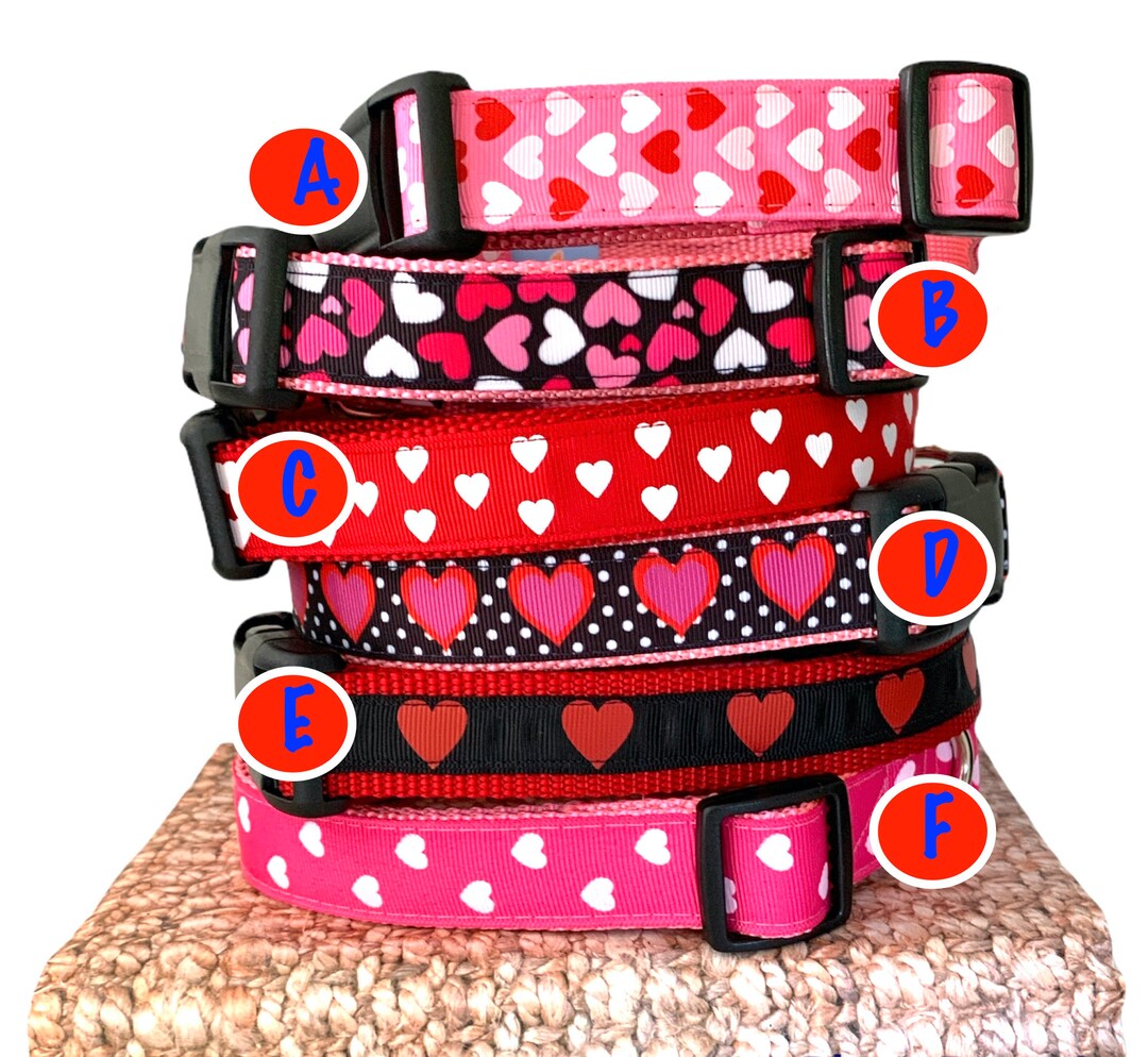 Valentines Day Dog Collars / Dog Collar / Pink Collar / Heart Etsy