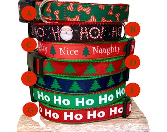 Christmas Collars / Holiday Collars / Christmas Dog Collars / Christmas Dog  / 1 inch wide / Red Collar / Adjustable Sm/Med or Med/Large