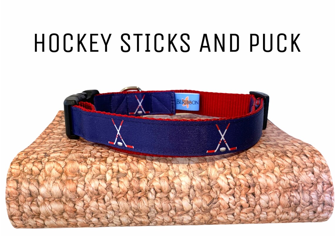 Hockey Dog Collar / Hockey Sticks / Preppy Collar / Hockey Etsy
