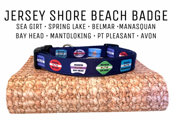 Sea Girt Area Beach Badge Collar / Spring Lake / Belmar / Avon / Pt Pleasant / Manasquan / Bay Head / Mantoloking / Matching Leash Available