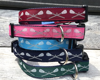 Lacrosse Collar / Lacrosse Sticks Collar / Lax Collar / Dog Collar / Collar and Matching Leash / 7 Different Styles / Sm/ Med , Med / LG