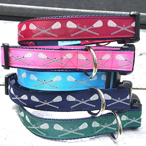 Lacrosse Collar / Lacrosse Sticks Collar / Lax Collar / Dog Collar / Collar and Matching Leash / 7 Different Styles / Sm/ Med , Med / LG