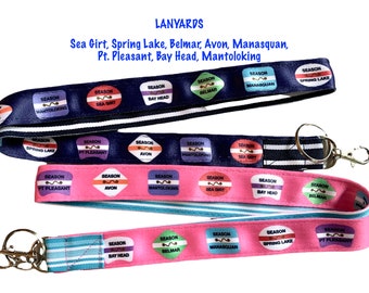 Beach Badge Ribbon Lanyard, New Jersey Towns