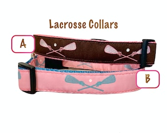 SALE* Lacrosse Collars / Lacrosse Sticks Collar / Lax Collar / Dog Collar / Medium Large Only / Pink Lacrosse Sticks / Pink and Brown Collar
