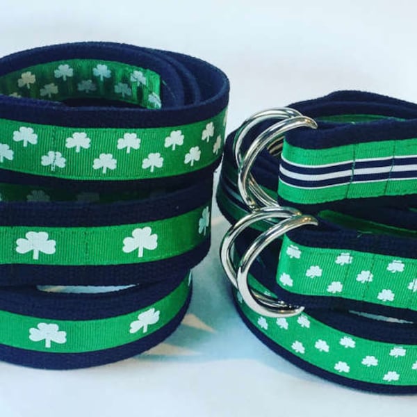 Shamrock Belt / Irish Belt / Mens Belt / Clover Belt / St Patricks Day Belt / Green Belt / Canvas Belt / Mens Pant Size 30 - 54 / Big & Tall