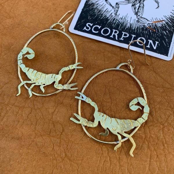 Scorpion hoop earrings, scorpion jewelry,  gold scorpion earrings