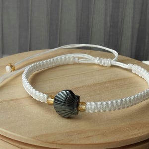 Pulsera del Camino de Santiago con concha de vieira de hematita, joyería de peregrino