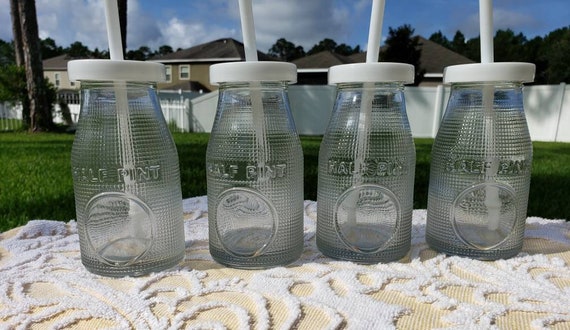 Milk Bottle -  Half Pint Glass - One of a kind glassware