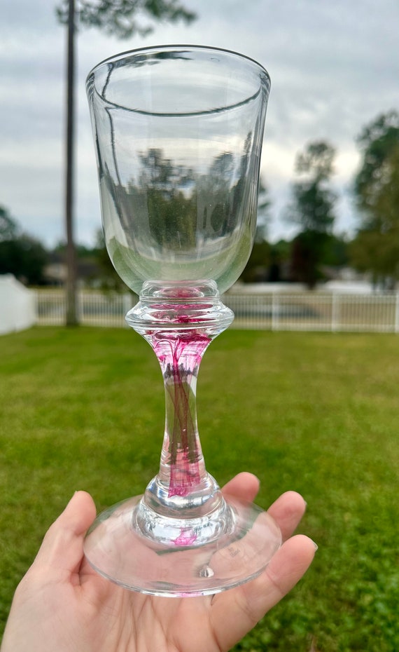 Jeripoint Irish Handblown Pink Twist Wine Goblets from Kinkeny Studio - Set of Two