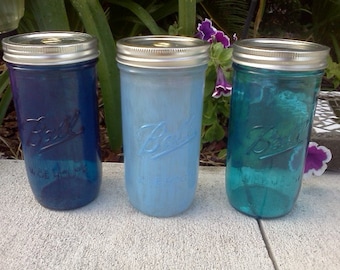 Ball Mason Jar Sippy Tumbler - - Blue Glass - CHOOSE YOUR COLOR - 24 oz Tumbler - Blue Mason Jar Glasses