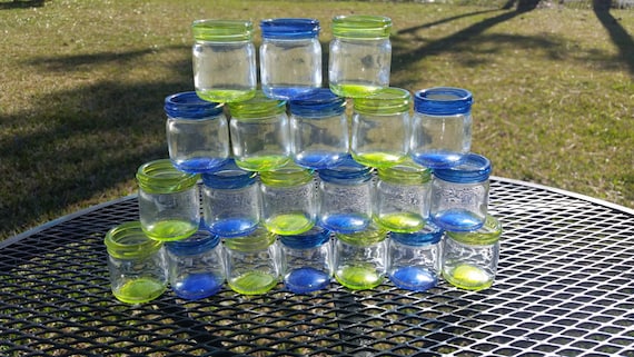 Mini Mason Jar Shot Glasses - Set of 20 - CHOOSE COLORS - Two Colors- Wedding Favors - Bachelorette Party