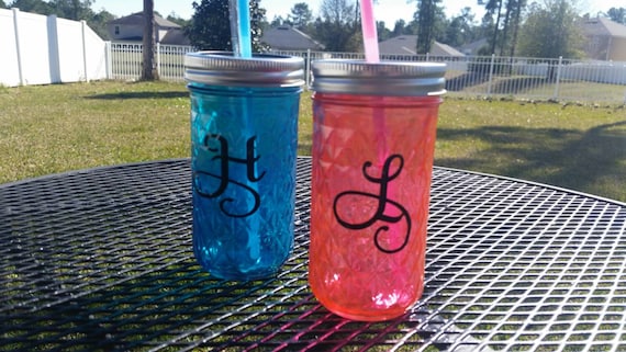 Personalized 12oz Mason Jar Sippy Cup - CHOOSE YOUR COLOR -  Bachelorette Party - Bridal Glasses- Bachelorette Glasses