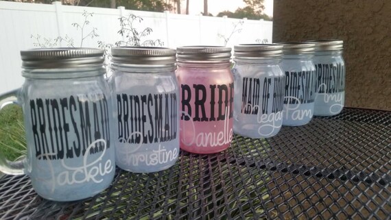 Wedding Party Glasses - Personalized Glass for Wedding - Custom Colors