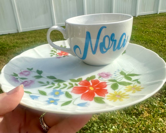 Vintage Retro Flower Tea Cup and Snack Plate - great addition to a tea party