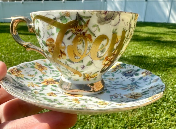 English Yellow Rose Personalized Tea Cup and Saucer Set - Amazing Gift
