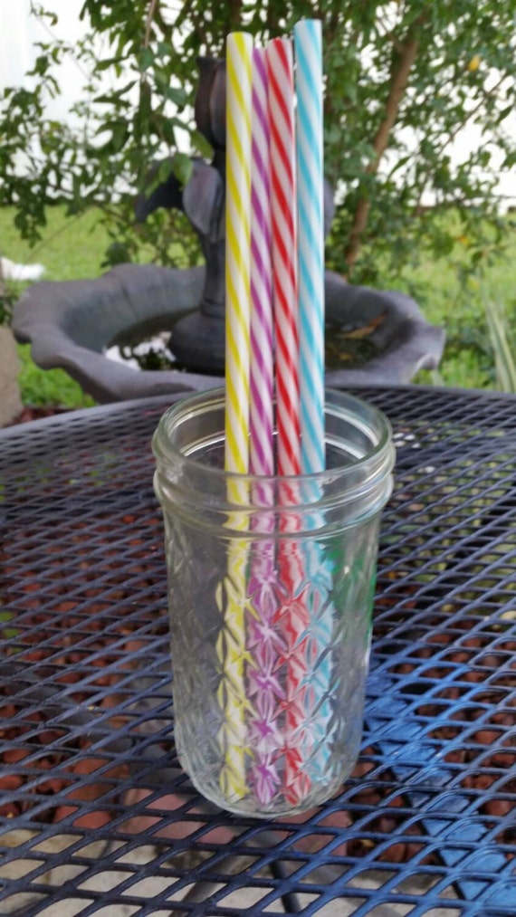 ADD ON ONLY - Plastic Striped colored  Straw for a Sippy Tumbler - Not for sale alone