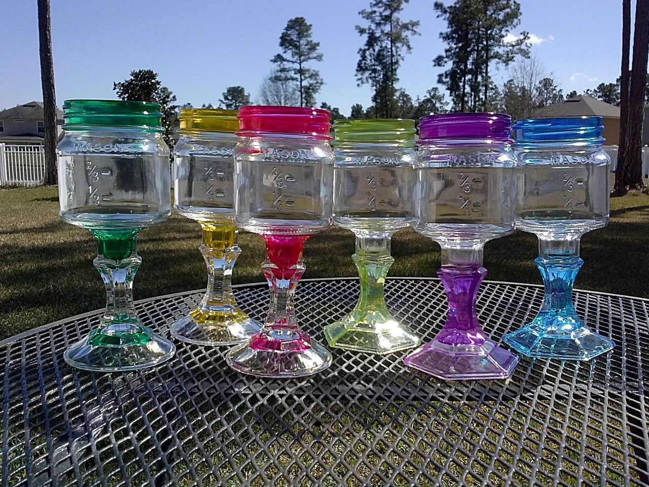 Mason Jar Wine Glass Colored Glass Choose Your Color One Glass