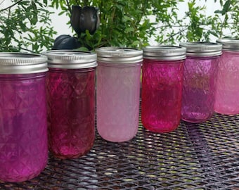 12oz Quilted Ball Mason Jar Sippy Cup - CHOOSE YOUR PINK -  Bachelorette Party - Baby Showers - Weddings Welcome