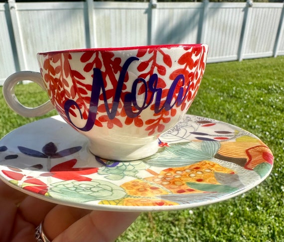 Anthopolgie Personalized Tea Cup and Saucer Set -  choose name -  tea party