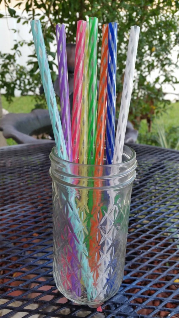 ADD ON ONLY - Clear colored striped acrylic Straw for  Mason Jar Sippy Tumbler - Not for sale alone