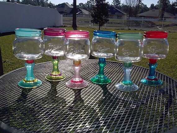 Mason Jar Margarita or Sangria Glass- CHOOSE YOUR COLORS - 16oz Square Elite - - Bachelorette Orders -Wedding Party Glasses