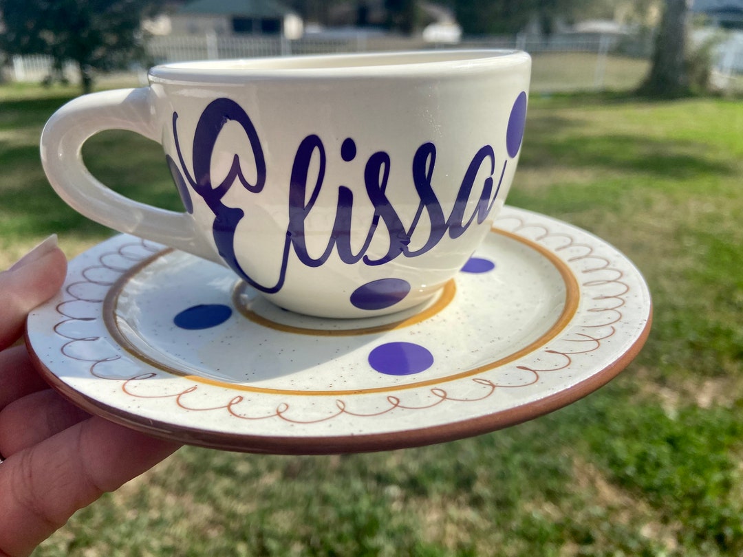 Personalized Tea Cup and Saucer Beautiful Saucer Design Etsy