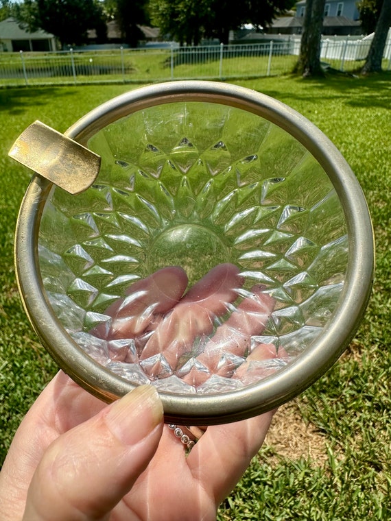 Vintage Glass and Brass Ashtray - unique find