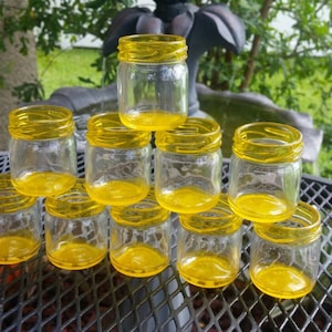 Mini Mason Jar Shot Glasses Set of TEN CHOOSE COLORS Sunshine Yellow Wedding Favors Bachelorette Party image 1