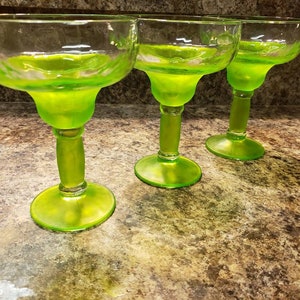 MARGARITA GLASS - Custom Color - Colored Glassware - Holiday Gift - Birthday Gift - Bachelorete Party - Wedding Gifts - Frosted Green Glass